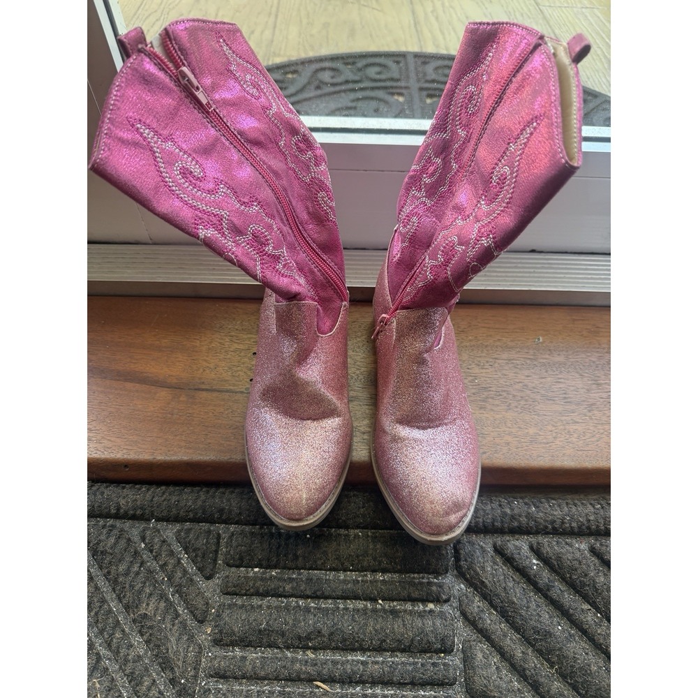 Pink Glitter Children's Cowgirl Boots Size 34